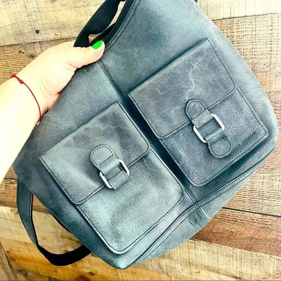 NWOT Jack George’s Distressed Slate Grey Buffalo Leather Crossbody - Picture 7 of 12